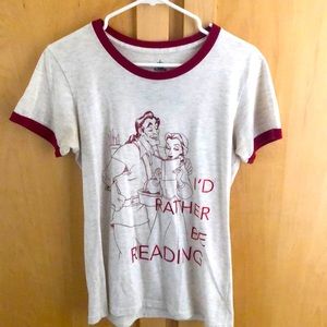 Disney Store Belle & Gaston Women’s “Reading” Tee